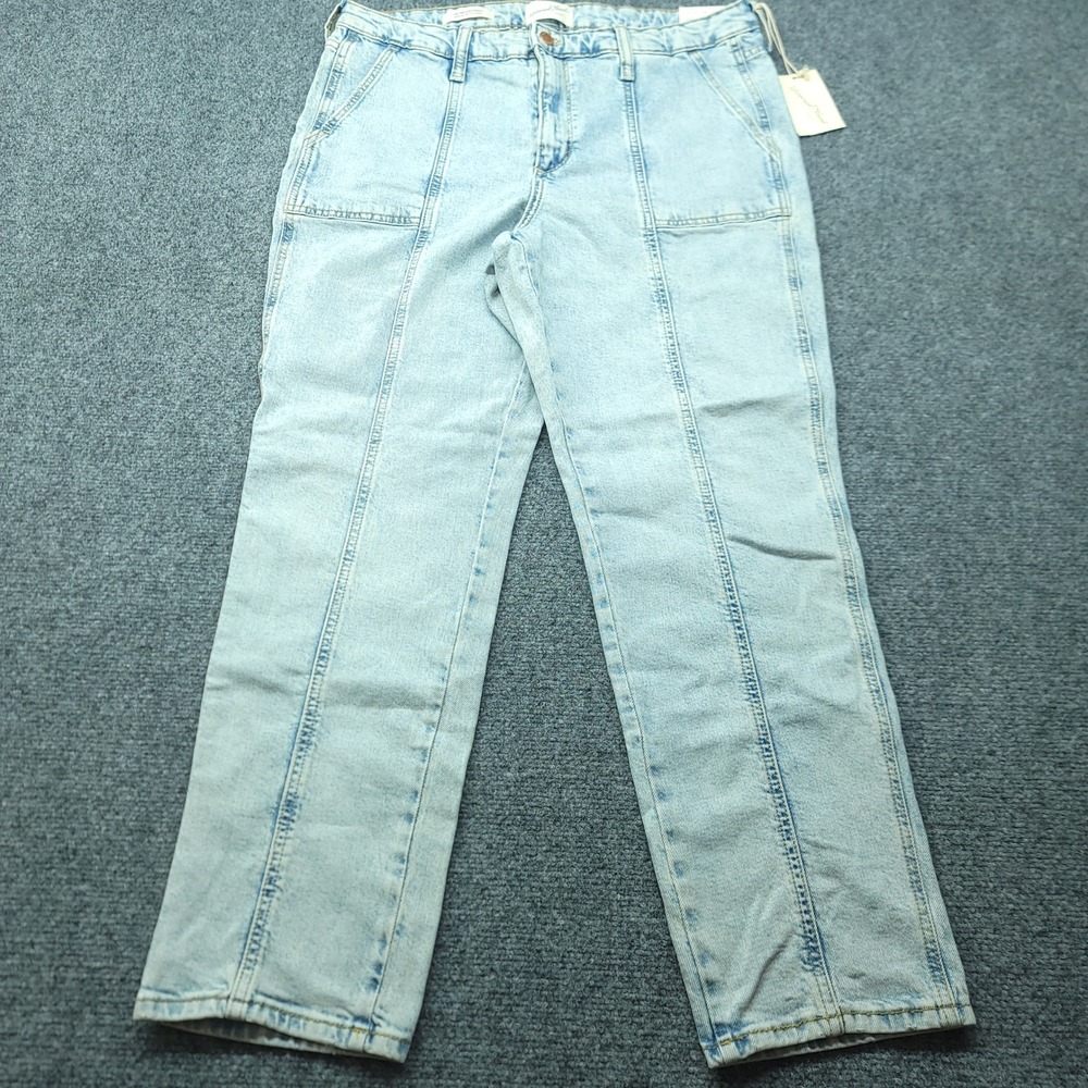 Universal Thread High Rise Slim Straight Jeans Light Wash Blue Front Seam 14